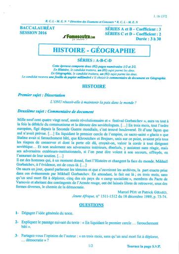 Bac a b c d histoire Geographie 2016 by TEHUA