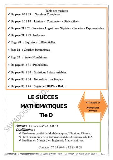 Fascicule d'exo MATHS Tle D by Tehua