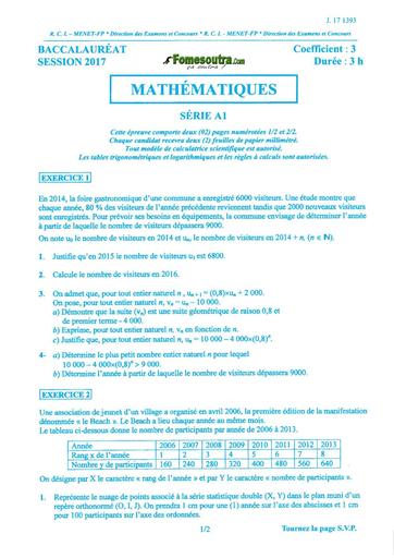 Bac a1 math 2017 by TEHUA