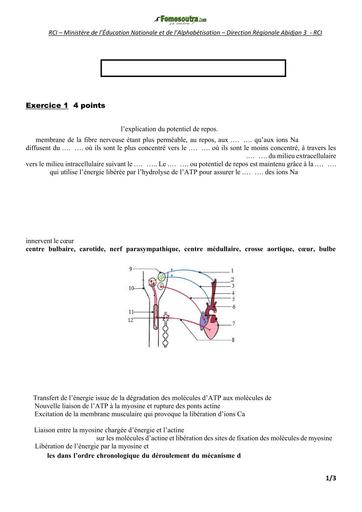 SUJET SVT Tle D BACCALAURÉAT BLANC RÉGIONAL MARS 2024 DREN ABIDJAN 3 by TEHUA