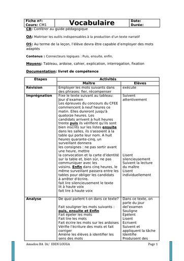 Fiche de cours CM Vocabulaire by Tehua