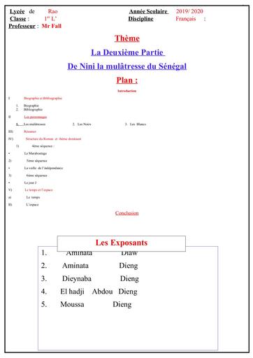 Exposé nini la mulatresse deuxieme partie by Tehua