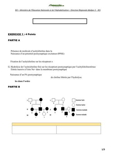 SUJET SVT SERIE C BAC SESSION 2024 RCI by TEHUA