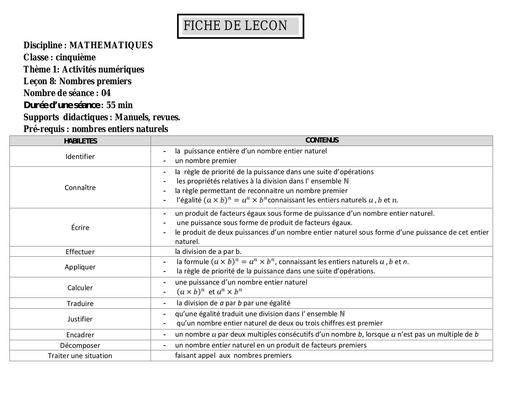 Fiche de Cours Maths 5eme Apc inspecteurs by Tehua