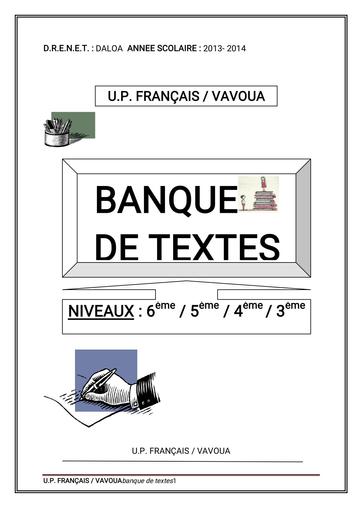 BANQUE DE TEXTE 1er CYCLE français by Tehua