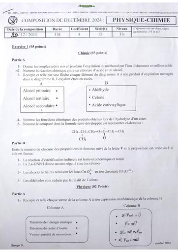 Composition generale Decembre 2024 PC Tle D sainte foi abobo by Tehua