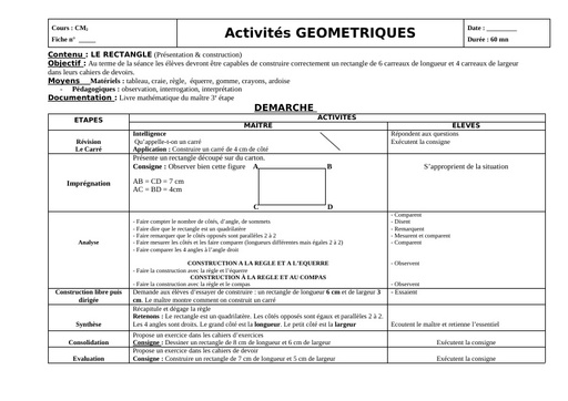 Fiche de cours Géometrie le rectangle by Tehua