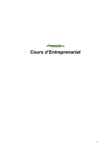 COURS D'ENTREPRENEURIAT BY TEHUA