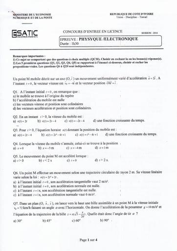 SUJET CONCOURS LICENCE ESATIC 2016 by TEHUA