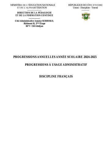 PROGRESSIONS DE FRANCAIS A USAGE ADMINISTRIF 2024 2025 DPFC by Tehua