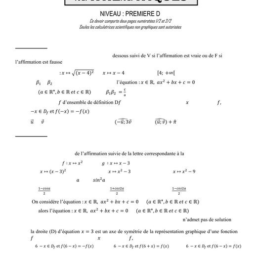 Composition generale Decembre 2024 UP 5 SUJET DE MATHS 1iere D by Tehua