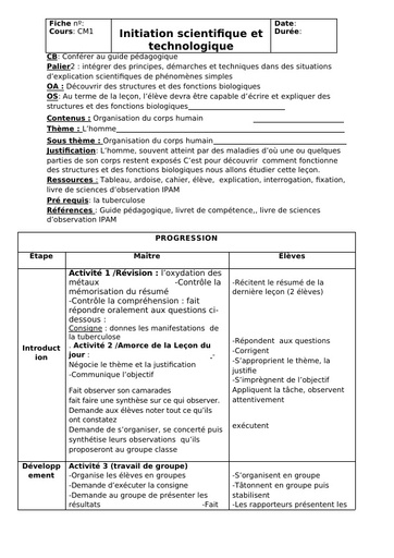 Fiche de cours CM Initiation Scientifique et Technologique by Tehua