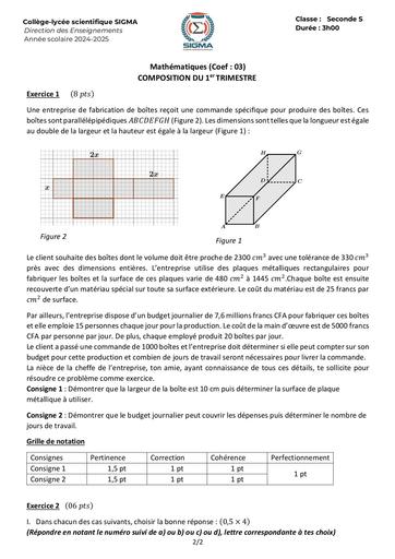 Composition 1er Trim Maths 2nde S by Tehua