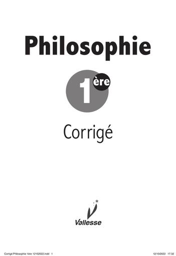 CORRIGE CAHIER PHILO 1iere vallesse by TEHUA