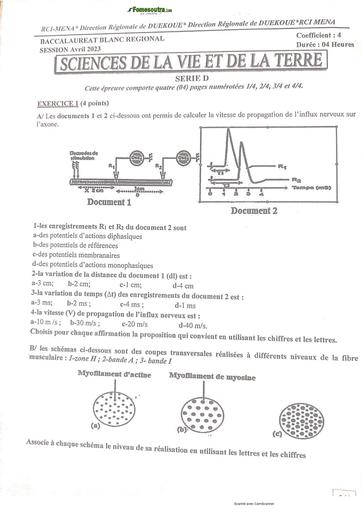 SUJET SVT Tle D BACCALAURÉAT BLANC RÉGIONAL AVRIL 2023 DREN DUEKOUE by TEHUA