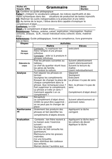 Fiche de cours CM Reste de la grammaire by Tehua