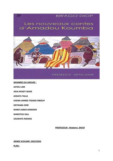 Exposé les nouveaux contes d'Amadou koumba by Tehua