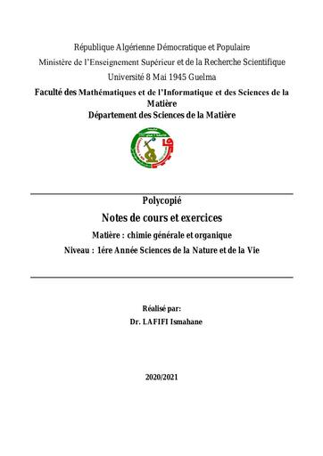 Résumé et exercices corrigés Chimie organique Generale by Tehua