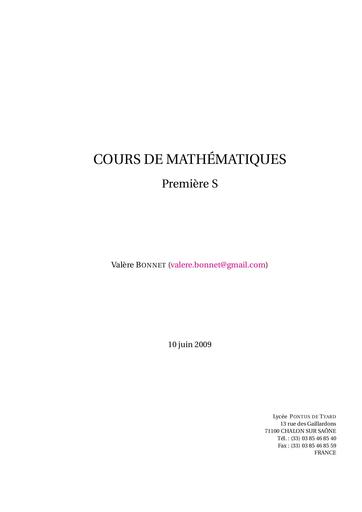 Cours MATHS 1iere S