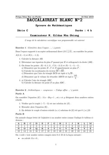 Bac blanc Maths serie C 18 mai 2019 by Tehua