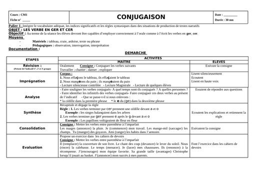 Fiche de cours Conjugaison des verbes du 1er grpe au présent by Tehua