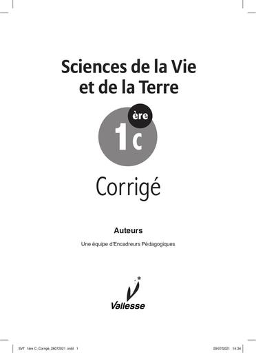 SVT 1ere C Corrige VALLESSE by TEHUA