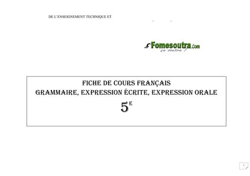 Fiche de leçon 5e APC français 1er cycle by TEHUA