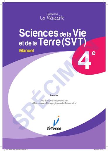 SVT Manuel 4ème SPECIMEN collection la réussite édition Vallesse by Tehua