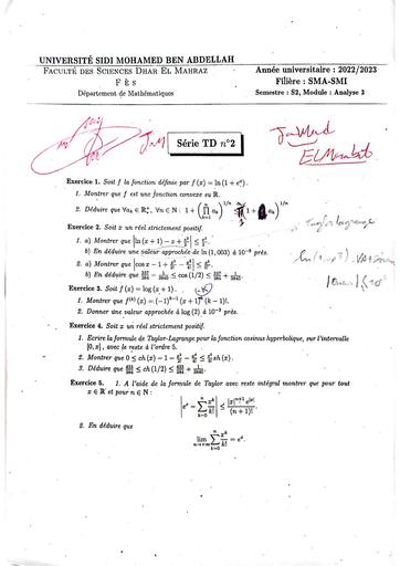 Sup Fiche TD analyse 3 énoncé&correction by Tehua