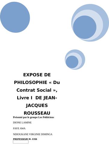 EXPOSE SUR LE CONTRAT SOCIAL LIVRE 1 by Tehua