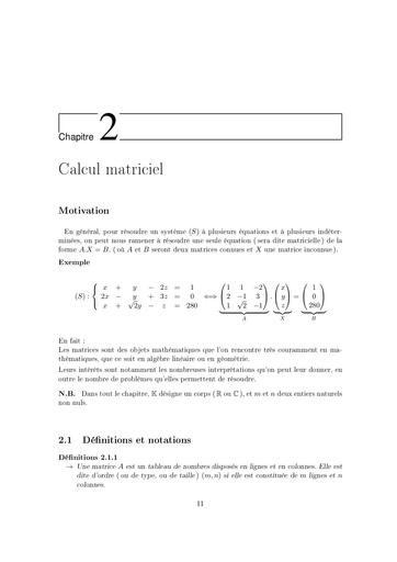 Sup Support de cours Calcul matriciel by Tehua