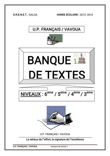 BANQUE DE TEXTES DU 1er cycle français by Tehua