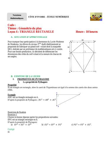 3e Maths 04 TRIANGLE RECTANGLE
