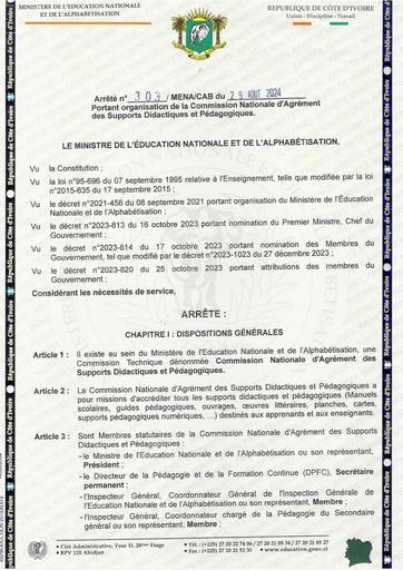 ORGANISTION DE LA COMMISSION NATIONALE D'AGREMENT DES SUPPORTS DIDACTIQUES by Tehua