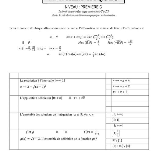 Composition generale Decembre 2024 UP 5 SUJET DE MATHS 1iere C by Tehua