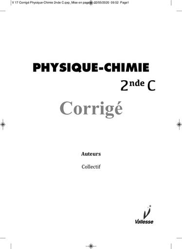 CORRIGE CAHIER PC 2nde C vallesse by TEHUA
