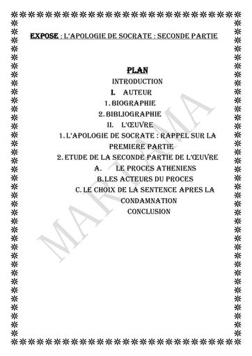 EXPOSE L’APOLOGIE DE SOCRATE SECONDE PARTIE by Tehua