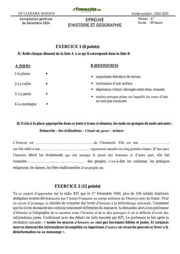 Composition generale Decembre 2024 UP 13 ADAMA SANOGO SUJET HG 6ieme by Tehua