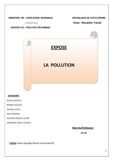 Exposé sur la pollution by Tehua