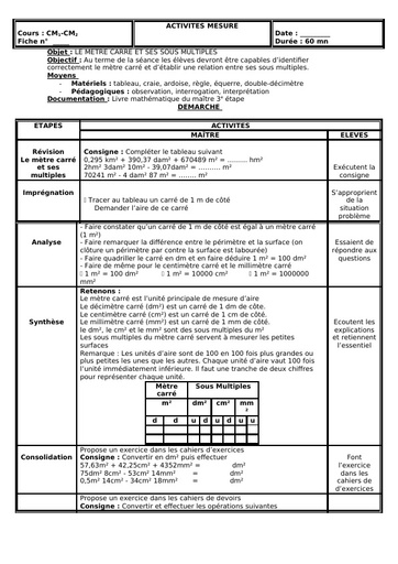 Fiche d'activités CM de mesure by Tehua