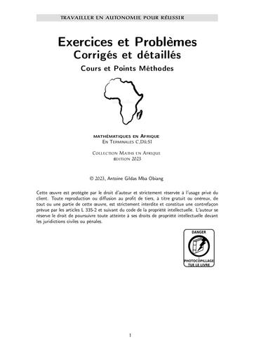 Mathématiques en Afrique terminales C,D,E