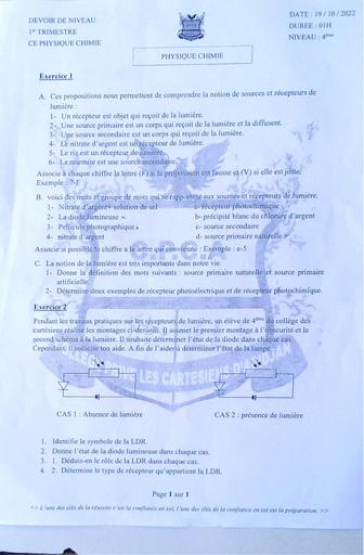 Devoirs de niveau 4e PC et Français Collège les cartésien de Port-bouët  Gonzagueville.pdf