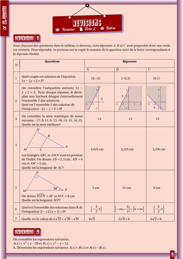 Revisions fiche 2 Maths 3ieme by Tehua