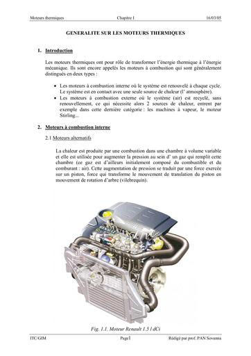 GENERALITE SUR LES MOTEURS THERMIQUES by Tehua