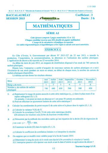 Bac a1 math 2015 by TEHUA