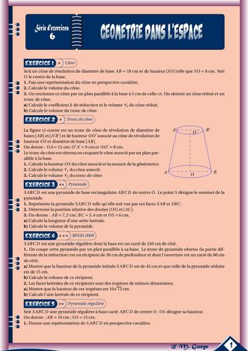 Revision Géométrie dans l'espace Maths 3ieme by Tehua