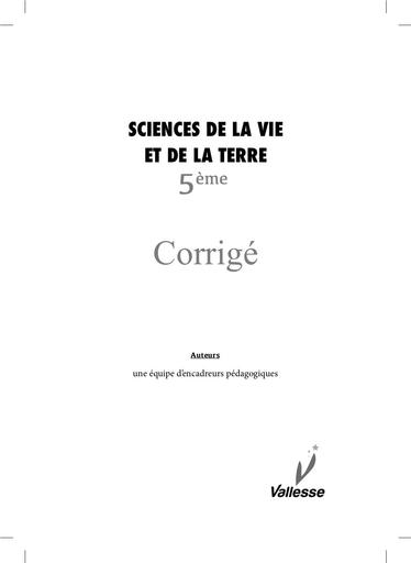 CORRIGE CAHIER SVT 5e vallesse by TEHUA