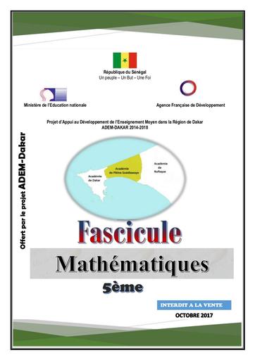Fascicule Mathématiques 5ieme