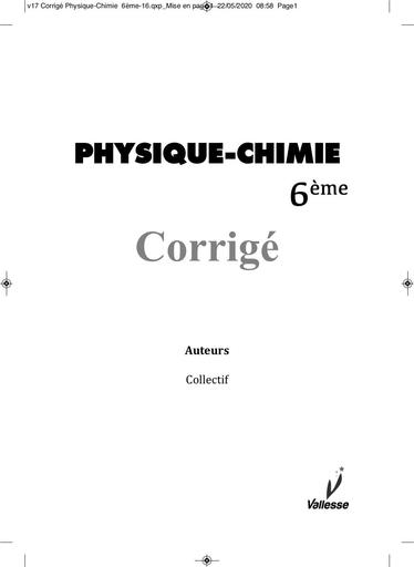 CORRIGE CAHIER PC 6e vallesse by TEHUA