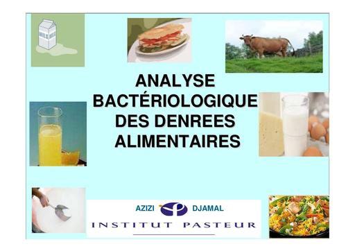 Analyse bacteriologique des denrees alimentaires by Tehua